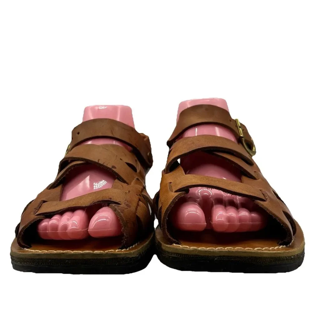 Jarman Italy Leather Sandals Mens 10 D Brown Gladiator Fisherman Jesus Mule